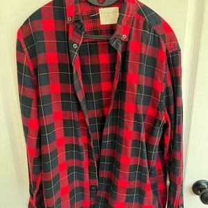 Primark Men's Casual Red and Black Checkered Shirt